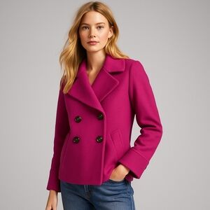 Banana Republic Wool Peacoat Sz S |‎ Vibrant Short Coat - Dopamine Dressing